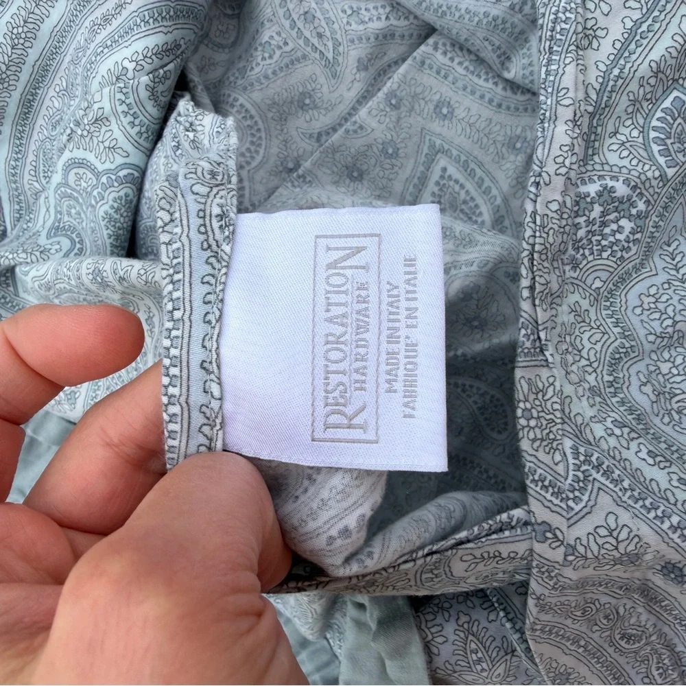 Restoration Hardware Blue Paisley European Cotton Pillow Shams (2)